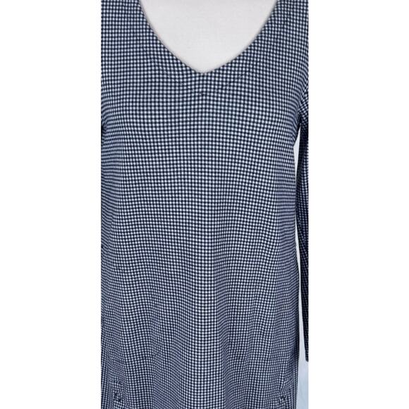 J. Jill Small Petite SP V Neck Dress Black White Check Cotton Modal Rayon - Picture 4 of 12